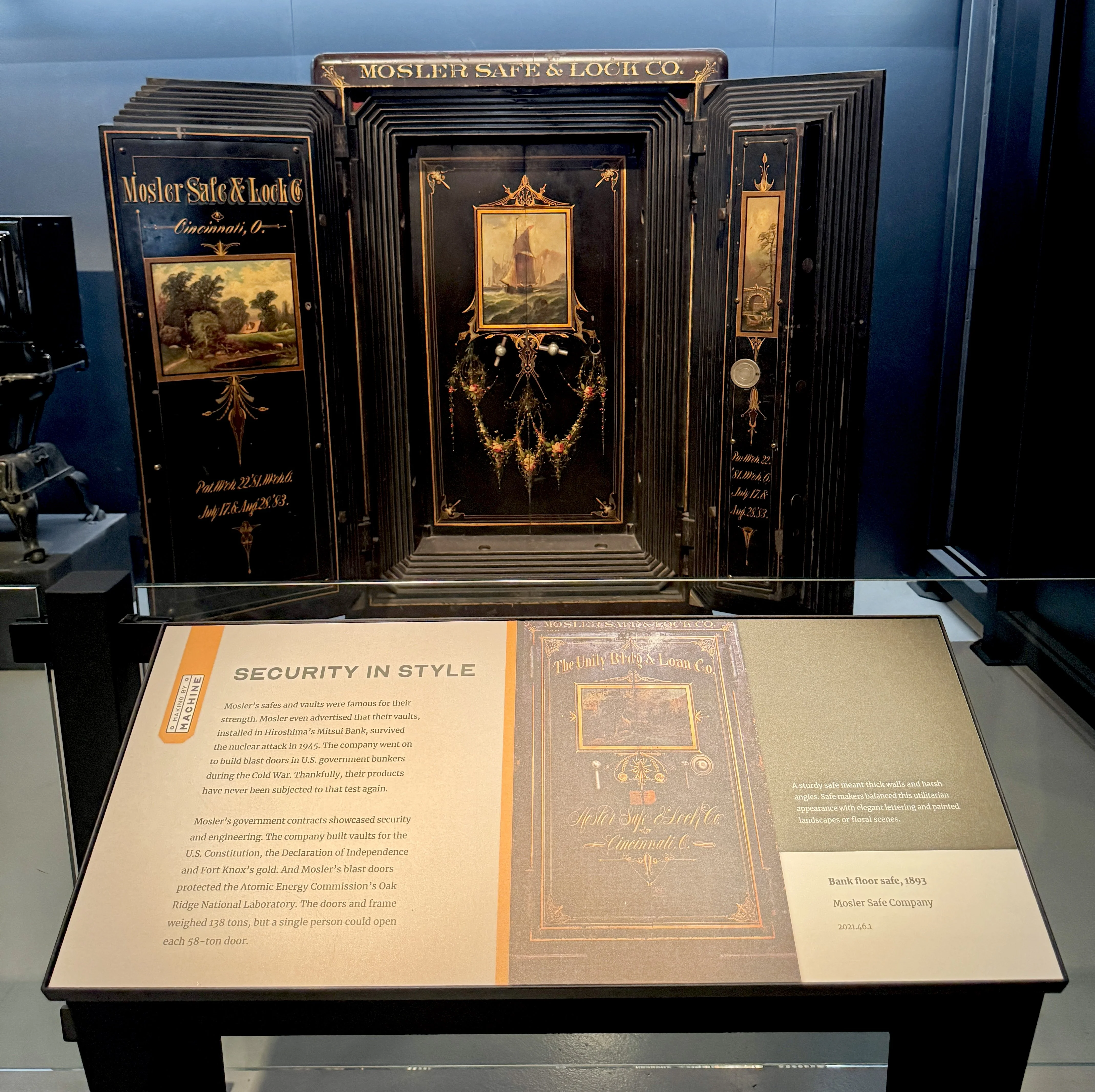 A Mosler Safe appears on display.
