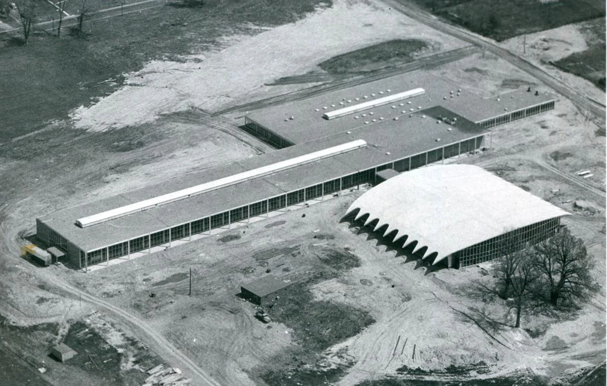 aerial view of BHS under construction